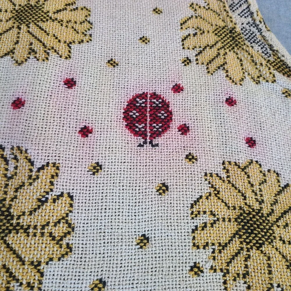 Vtg Sugar Street Weevers Knit Vest Lrg 100% Cotton Made USA Sunflowers Lady Bug - Picture 8 of 11